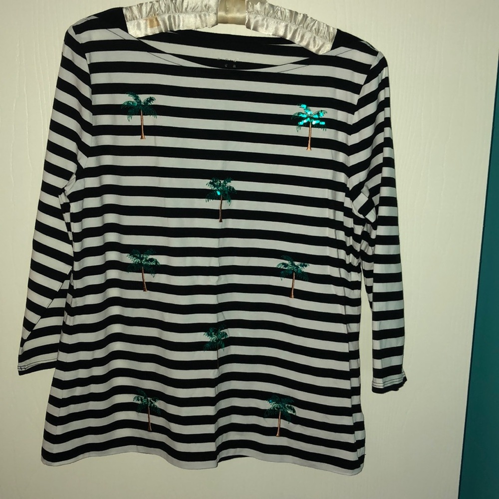 🌞NWOT a new day Blk/Wht 3/4 sleeve SZ L T-Shirt